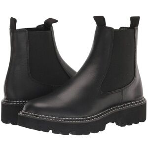 NWOT-Dolce Vita Waterproof Black Leather Lugged Sole Ankle Boots. Size: 6